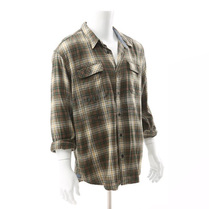 Button Down Flannel Shirt - Green - ENTITY